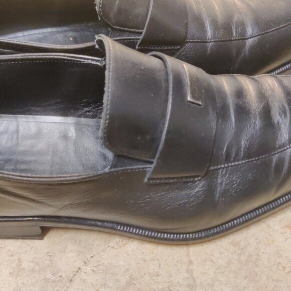 Hugo Boss black loafers 8UK 9US made italy stitched soles chisel toe penny - Picture 9 of 10